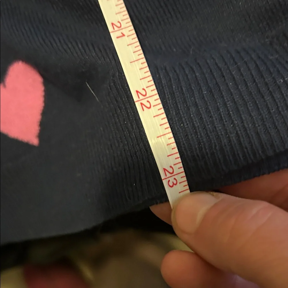 J Crew- Heart Patterned Navy and Pink Sweater, Size Medium - Picture 13 of 13